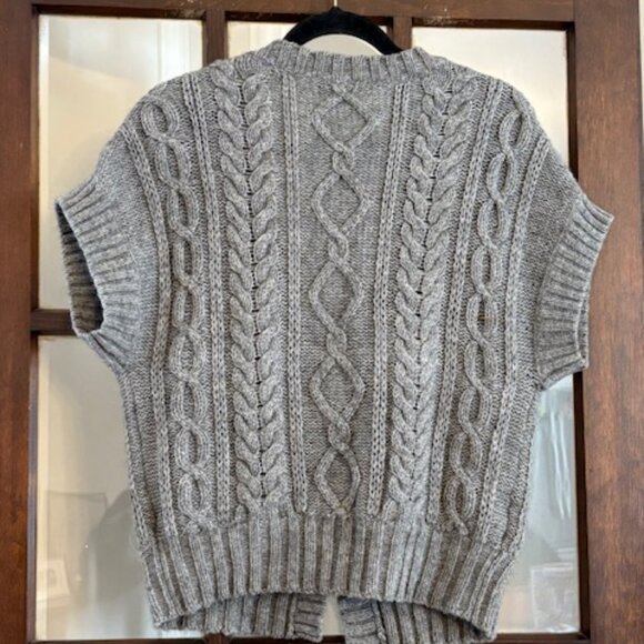 Banana Republic Alpaca-Blend Gray Short-Sleeved Sweater/Cardigan, Size Medium - Picture 5 of 5